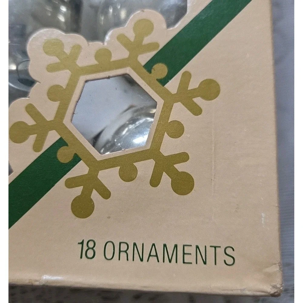 2 Pkgs Pyramid Glass Christmas Ornaments Blue & Silver 18 of Each Vintage Decor